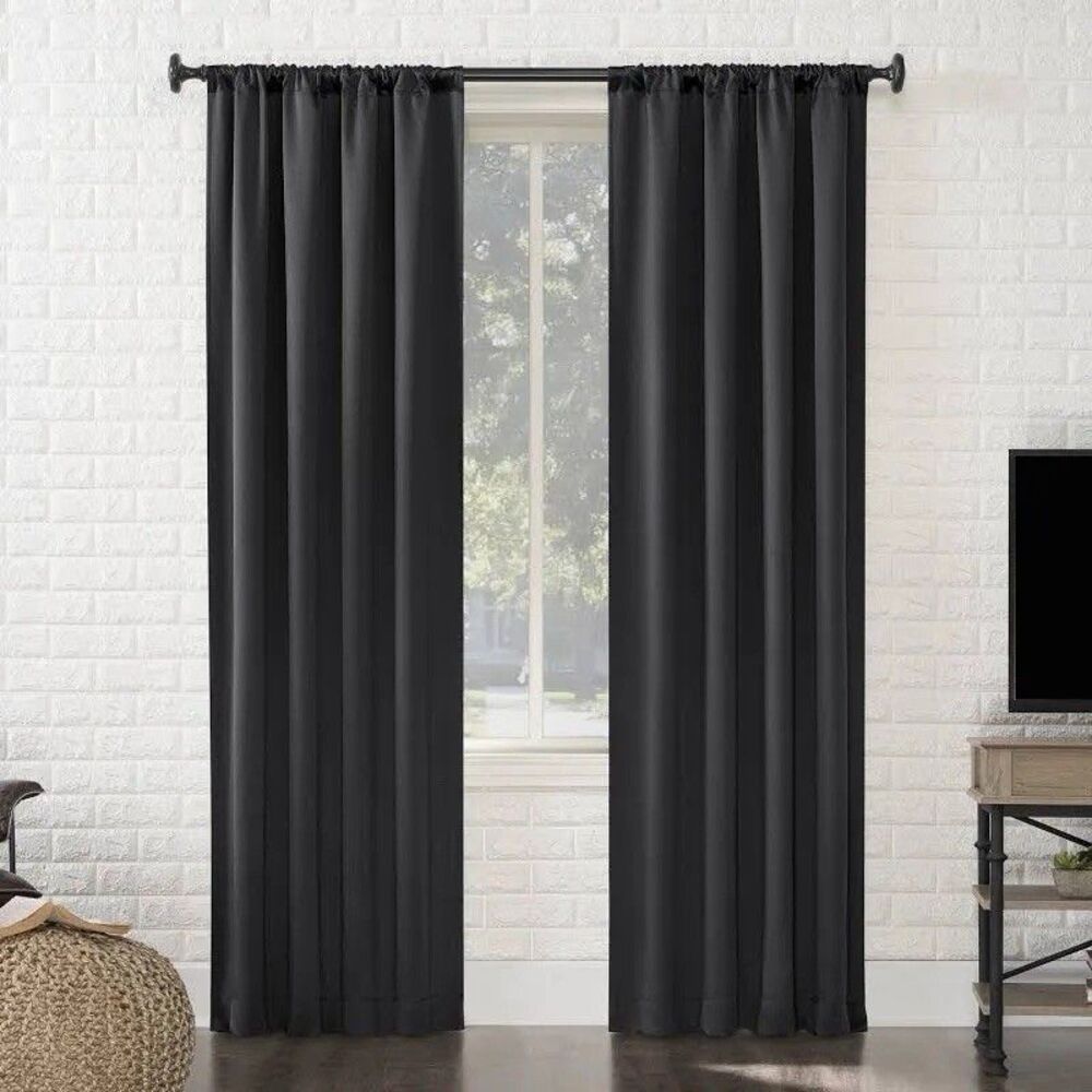 2 Pack Sun Zero Blackout Curtains 84x39 Rod Pocket Noise Reduction Energy Saving